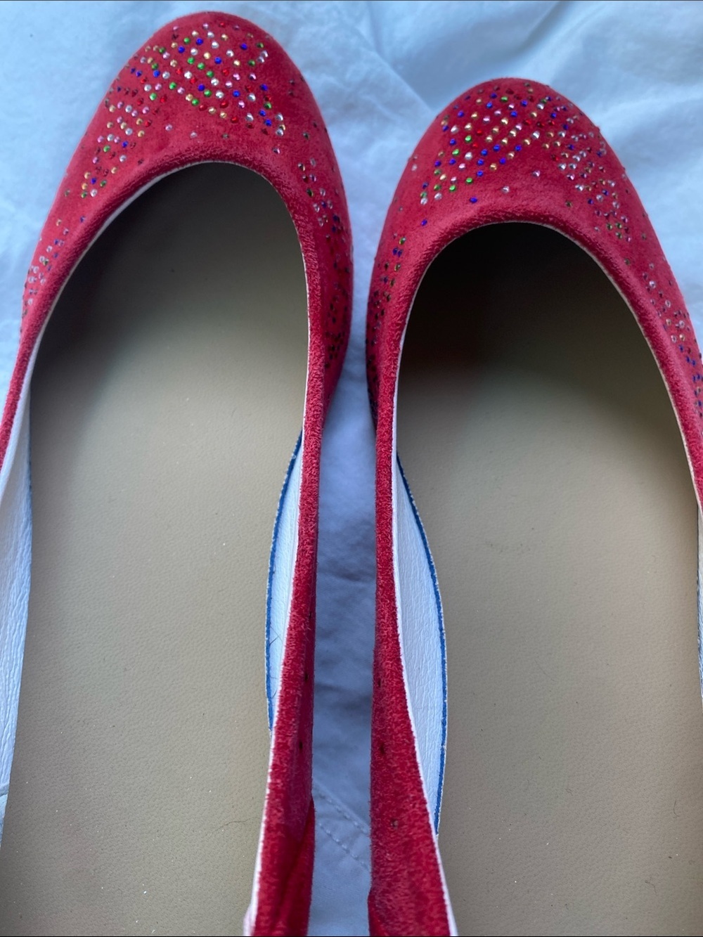 Love Red Suede Ballet Flats with Butterfly Rhinestone -10 - Picture 5 of 8